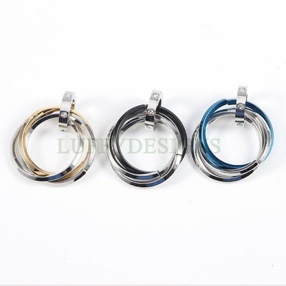Triple Linked Ring Charm, Three Circles Linked Charm, Interlocking Ring Charm, Stainless Steel Ring Charm, Circles Charms Link Connectors