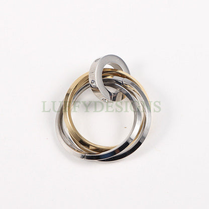 Triple Linked Ring Charm, Three Circles Linked Charm, Interlocking Ring Charm, Stainless Steel Ring Charm, Circles Charms Link Connectors