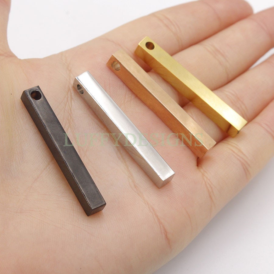 10pcs 3D Bar Blank, 4 Side Mirror Polished, Bar Necklace Supplies, Gold /Rose Gold Bar Blanks, Hand Stamping Blanks, Engraving Supplies