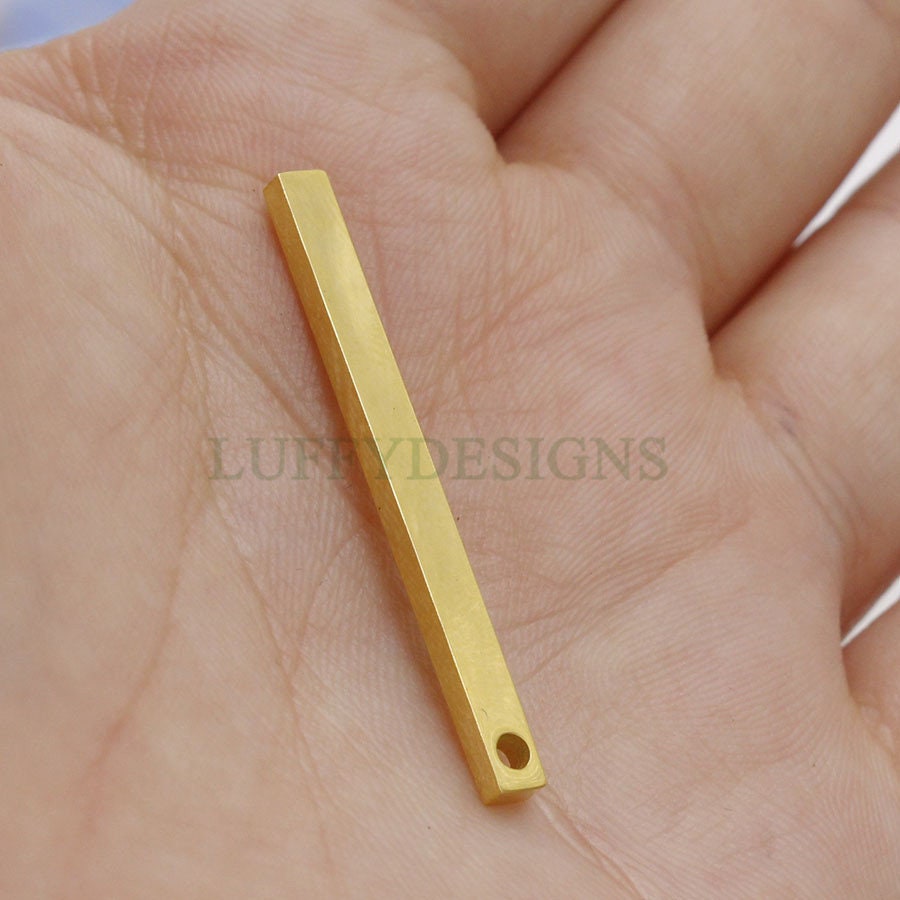 10pcs 3D Bar Blank, 4 Side Mirror Polished, Bar Necklace Supplies, Gold /Rose Gold Bar Blanks, Hand Stamping Blanks, Engraving Supplies