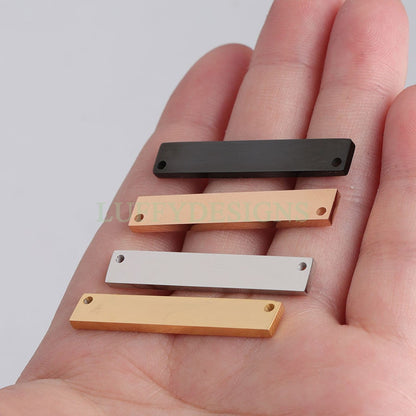 5pcs Personalized Stamping Blank Bar, Ready to Stamp, Gold Bar Charm, Gold Plated Stainless Steel,Mirror Polished Engraving Necklace Supply