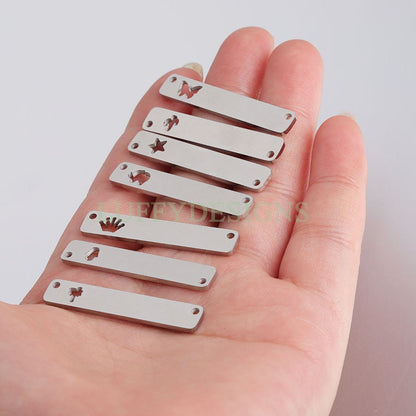 5pcs Personalized Stamping Blank Bar, Ready to Stamp, Gold Bar Charm, Gold Plated Stainless Steel,Mirror Polished Engraving Necklace Supply