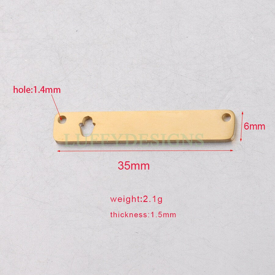 5pcs Personalized Stamping Blank Bar, Ready to Stamp, Gold Bar Charm, Gold Plated Stainless Steel,Mirror Polished Engraving Necklace Supply