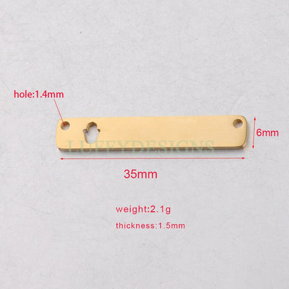 5pcs Personalized Stamping Blank Bar, Ready to Stamp, Gold Bar Charm, Gold Plated Stainless Steel,Mirror Polished Engraving Necklace Supply