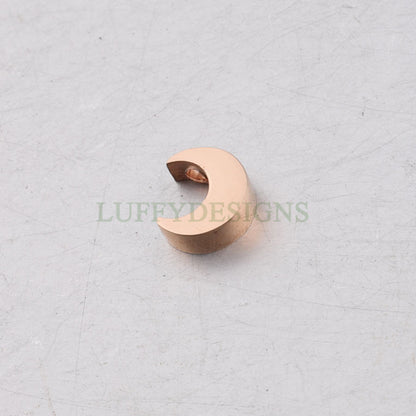10pcs Crescent Moon Charms, 3D Moon Beads, Gold Moon Beads, 18K Gold/ Rose Gold plated Stainss Steel, Mirror Polished Moon Findings