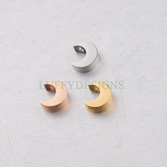 10pcs Crescent Moon Charms, 3D Moon Beads, Gold Moon Beads, 18K Gold/ Rose Gold plated Stainss Steel, Mirror Polished Moon Findings