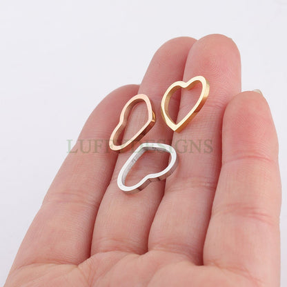 10pcs Heart Ring Charm, Close Heart Ring, Love Charms Link Connectors, Heart Pendant, Heart Flat Ring, 18K Gold plated 316L Stainless Steel