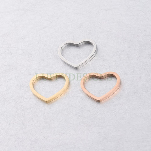 10pcs Heart Ring Charm, Close Heart Ring, Love Charms Link Connectors, Heart Pendant, Heart Flat Ring, 18K Gold plated 316L Stainless Steel
