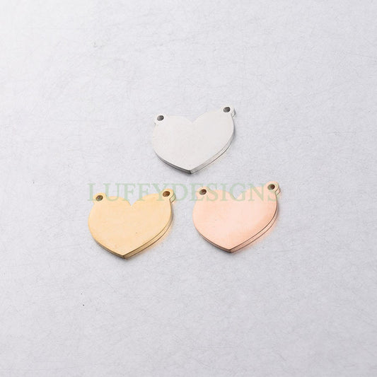 10pcs Heart Charms with Double Loops, Tiny Love Charm, Gold /Rose Gold Stainless Steel Heart, Heart Pendant, Love Pendant, Necklace Findings