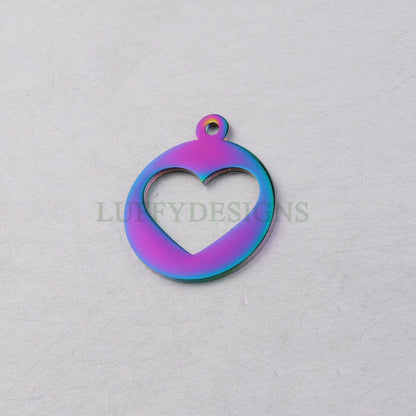 10pcs Heart Charm, Love Charm, Gold /Rose Gold plating Stainless Steel, Gold Hollow Heart Pendant, Mirror Polished Heart Charm, Love Pendant
