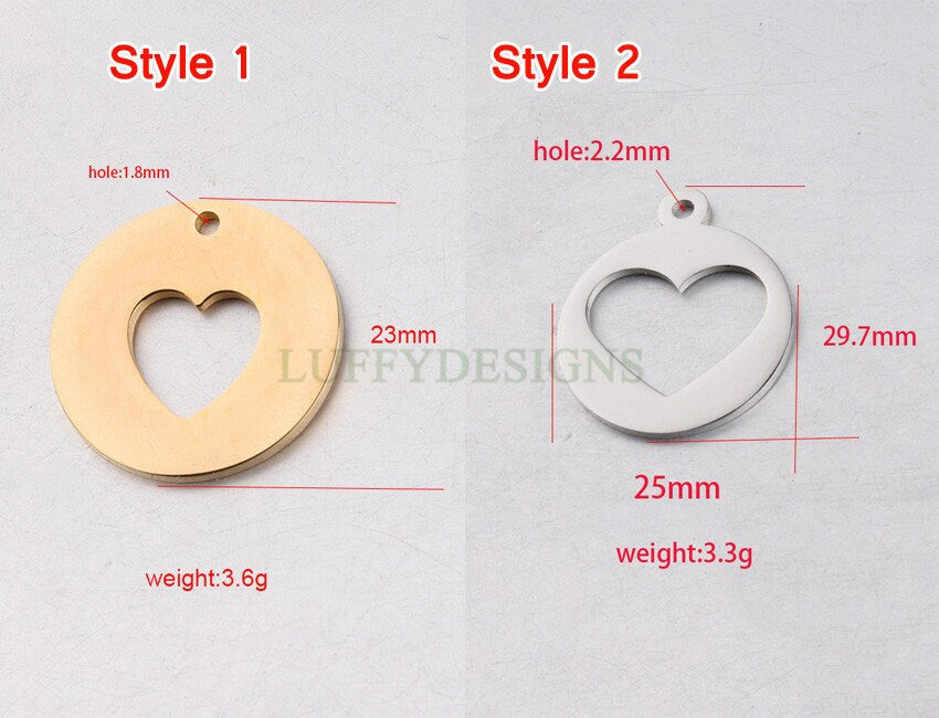 10pcs Heart Charm, Love Charm, Gold /Rose Gold plating Stainless Steel, Gold Hollow Heart Pendant, Mirror Polished Heart Charm, Love Pendant