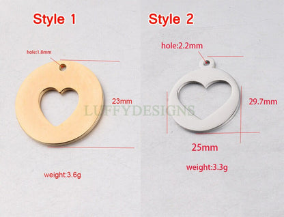 10pcs Heart Charm, Love Charm, Gold /Rose Gold plating Stainless Steel, Gold Hollow Heart Pendant, Mirror Polished Heart Charm, Love Pendant