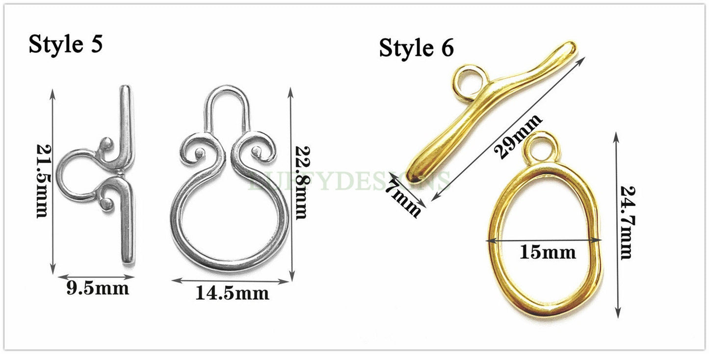 10Pcs Gold OT Toggle Clasp, DIY Jewelry Buckle, Jewelry Connectors Findings, Bracelet End OT Toggle Clasp, 18K Gold plated Stainles s Steel