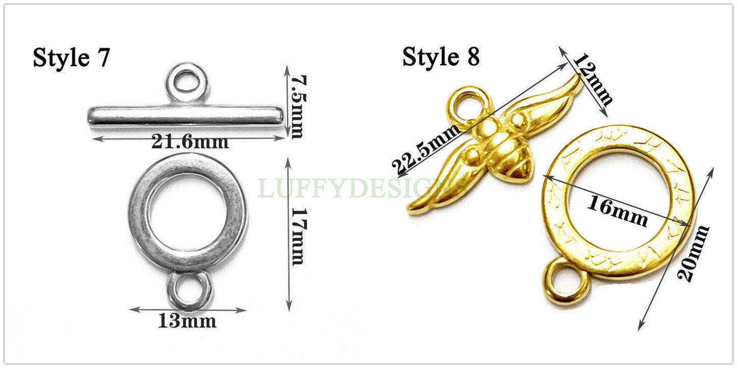 10Pcs Gold OT Toggle Clasp, DIY Jewelry Buckle, Jewelry Connectors Findings, Bracelet End OT Toggle Clasp, 18K Gold plated Stainles s Steel