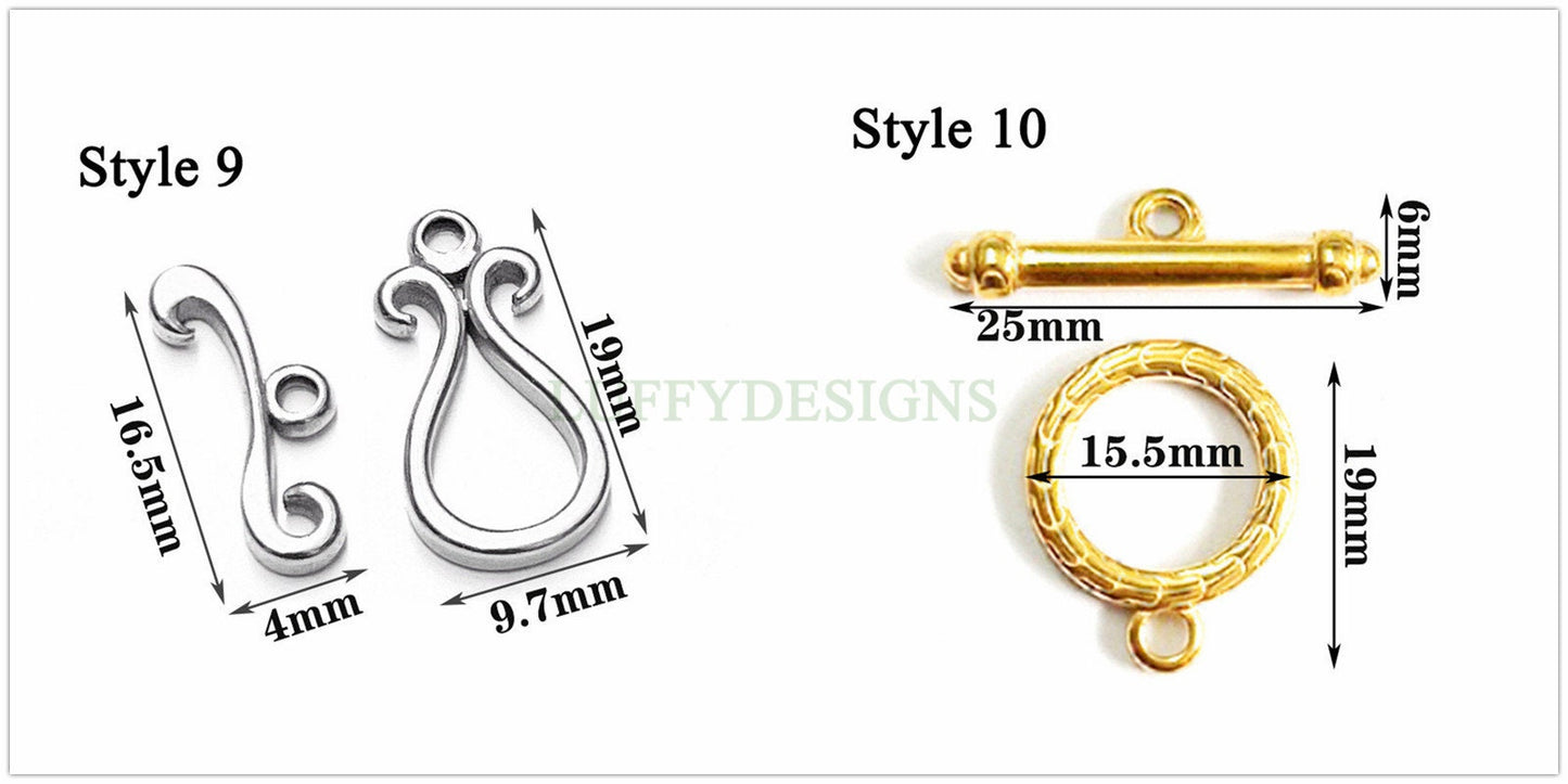 10Pcs Gold OT Toggle Clasp, DIY Jewelry Buckle, Jewelry Connectors Findings, Bracelet End OT Toggle Clasp, 18K Gold plated Stainles s Steel