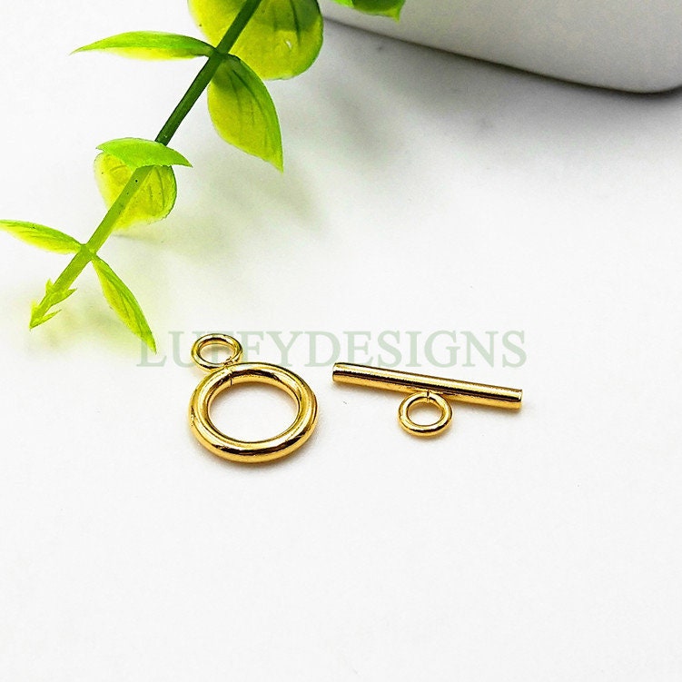 10 Pcs Gold OT Toggle Clasp, DIY Jewelry Buckle, Jewelry Connectors Findings, Bracelet End OT Toggle Clasp, 18K Gold plated Stainless Steel