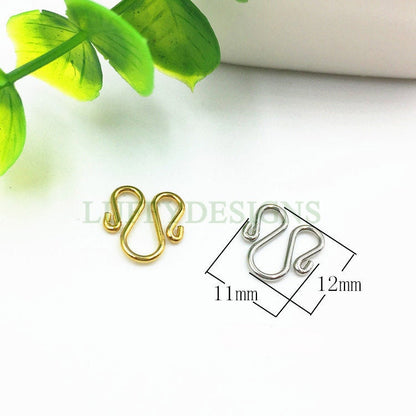 10 Pcs Gold "W" Necklace Hook Clasp, Simple "M" Bracelet Link Bails, 18K Gold plated Stainless Steel, Bracelet Connector for Jewelry Supply