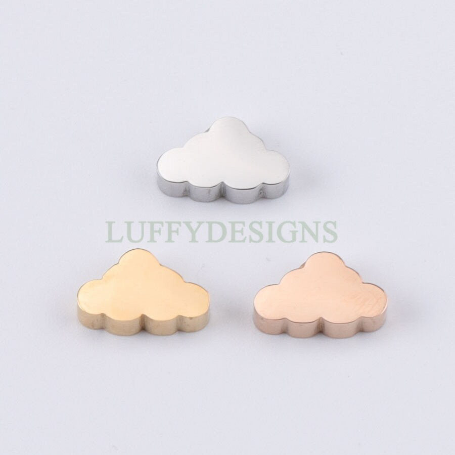 10pcs 3D Cloud Charms 10x6mm, Gold /Rose Gold plated Stainless Steel, Cloud Beads, Cloud Bead Pendants, Tiny Cloud Findings