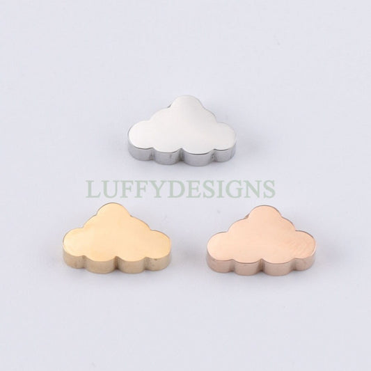 10pcs 3D Cloud Charms 10x6mm, Gold /Rose Gold plated Stainless Steel, Cloud Beads, Cloud Bead Pendants, Tiny Cloud Findings