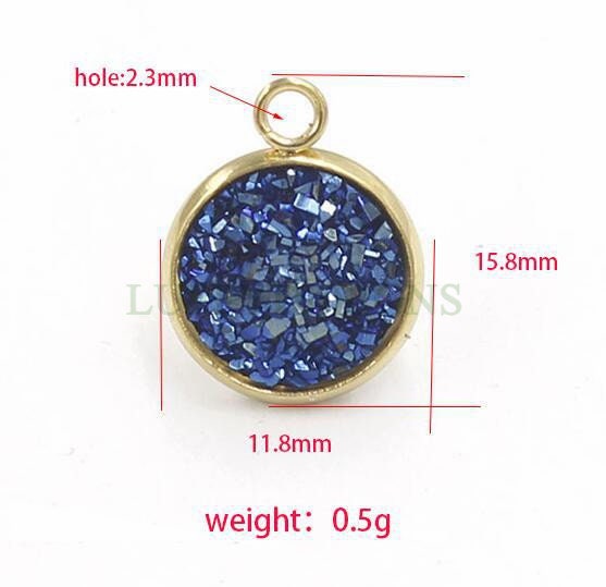 20pcs 10mm Druzy Charms, Gold Druzy Pendants, Round Stainless Steel Pendants, Faux Drusy DIY Findings, Drusy Jewelry, Druzy Earring Dangles