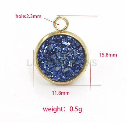 20pcs 10mm Druzy Charms, Gold Druzy Pendants, Round Stainless Steel Pendants, Faux Drusy DIY Findings, Drusy Jewelry, Druzy Earring Dangles