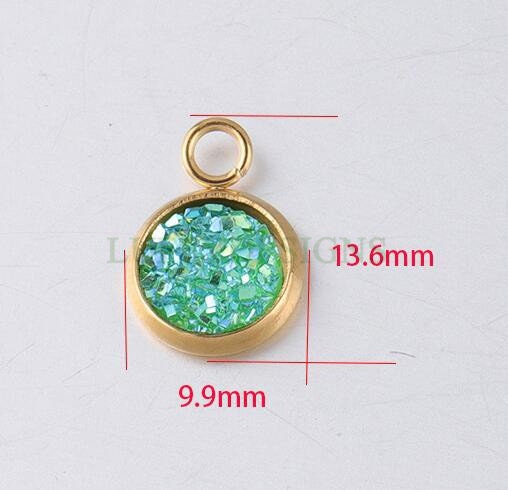 20pcs 8mm Druzy Charms, Gold Druzy Pendants, Round Stainless Steel Pendants, Faux Drusy DIY Findings, Drusy Jewelry, Druzy Earring Dangles