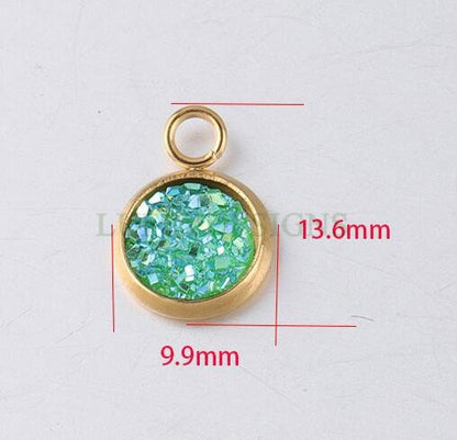 20pcs 8mm Druzy Charms, Gold Druzy Pendants, Round Stainless Steel Pendants, Faux Drusy DIY Findings, Drusy Jewelry, Druzy Earring Dangles