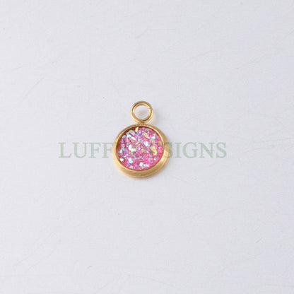 20pcs 8mm Druzy Charms, Gold Druzy Pendants, Round Stainless Steel Pendants, Faux Drusy DIY Findings, Drusy Jewelry, Druzy Earring Dangles