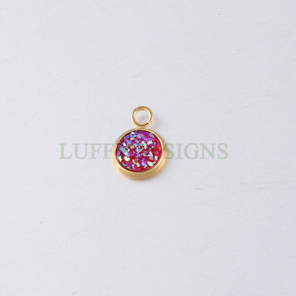 20pcs 8mm Druzy Charms, Gold Druzy Pendants, Round Stainless Steel Pendants, Faux Drusy DIY Findings, Drusy Jewelry, Druzy Earring Dangles