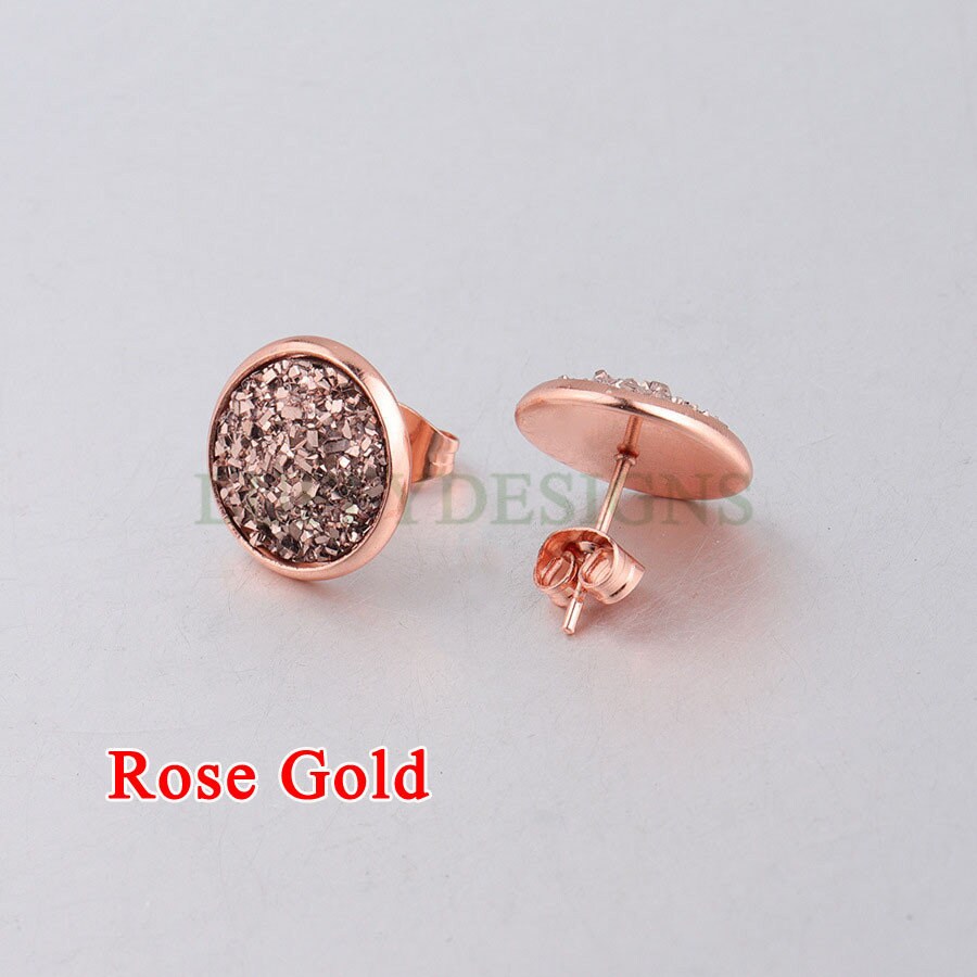 20pcs 8mm Druzy Earrings, Druzy Stud Earrings, Round Stainless Steel Stud Earrings, Faux Drusy Post Earrings, Drusy Jewelry, Raw Druzy Stud
