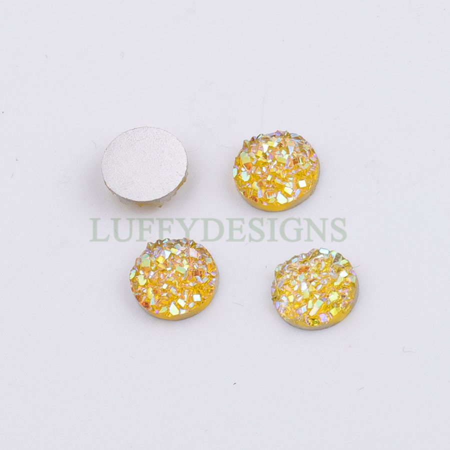 100pcs 8mm Round Druzy Cabochon, Faux Drusy Cabochons, Earring Findings Setting, Bulk Druzy Supplies, Druzy Stone for Stud Earring Making