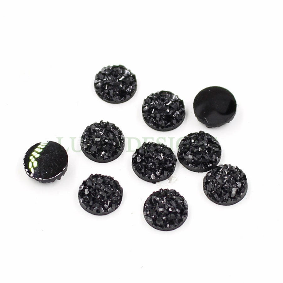 100pcs 8mm Round Druzy Cabochon, Faux Drusy Cabochons, Earring Findings Setting, Bulk Druzy Supplies, Druzy Stone for Stud Earring Making