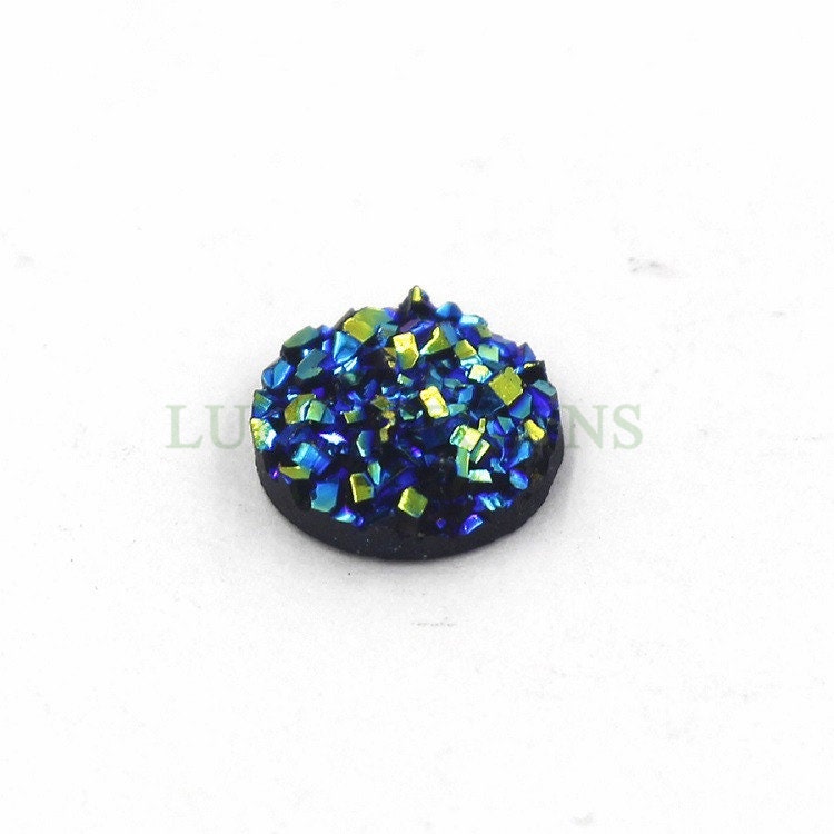 100pcs 8mm Round Druzy Cabochon, Faux Drusy Cabochons, Earring Findings Setting, Bulk Druzy Supplies, Druzy Stone for Stud Earring Making