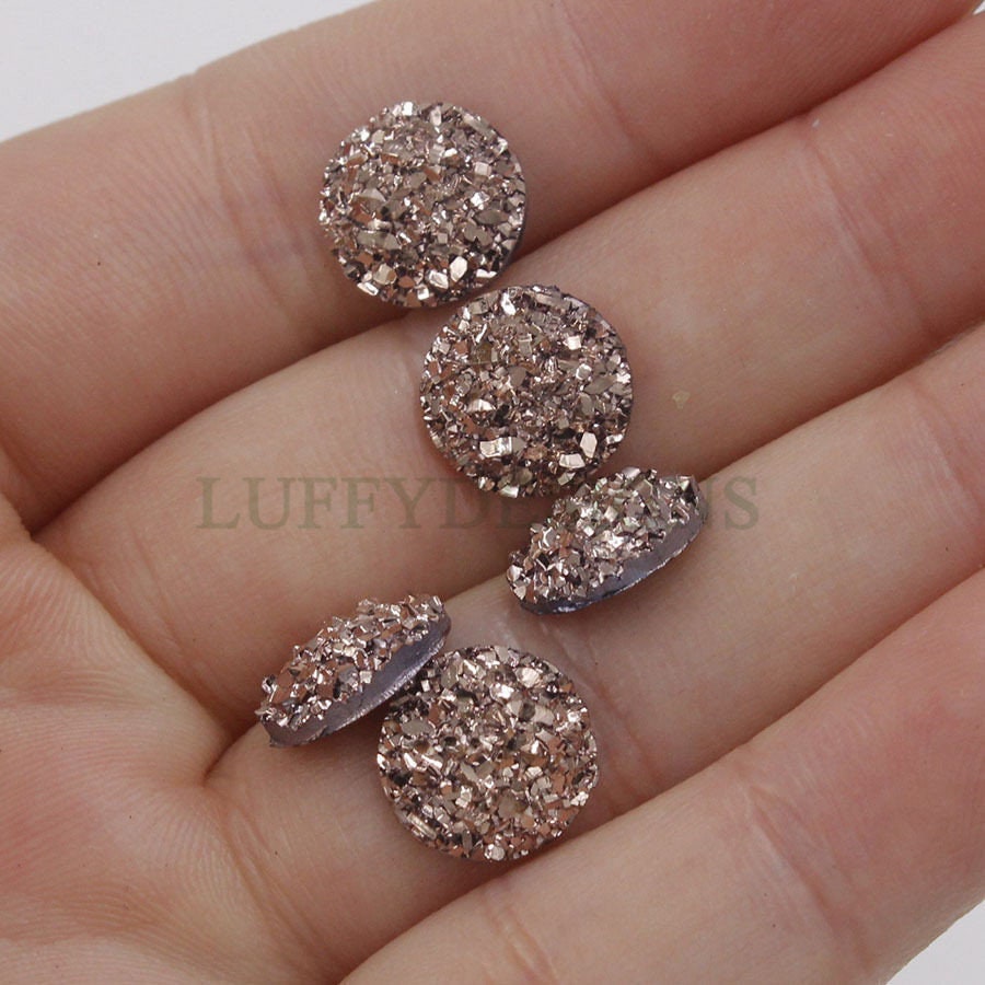 100pcs 10mm Round Druzy Cabochon, Faux Drusy Cabochons, Earring Findings Setting, Bulk Druzy Supplies, Druzy Stone for Stud Earring Making