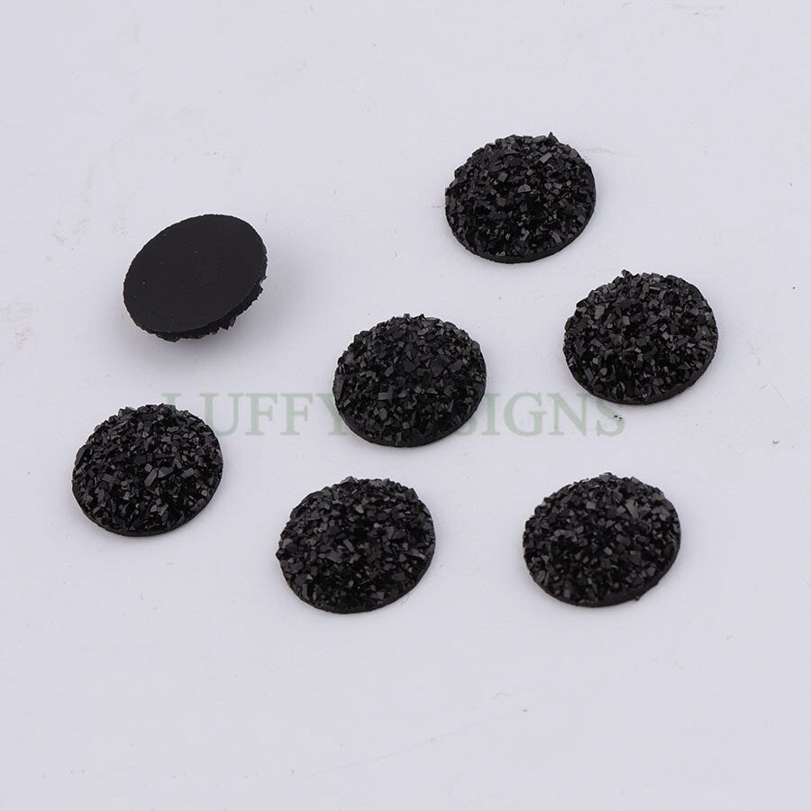 100pcs 14mm Round Druzy Cabochon, Faux Drusy Cabochons, Earring Findings Setting, Bulk Druzy Supplies, Druzy Stone for Stud Earring Making