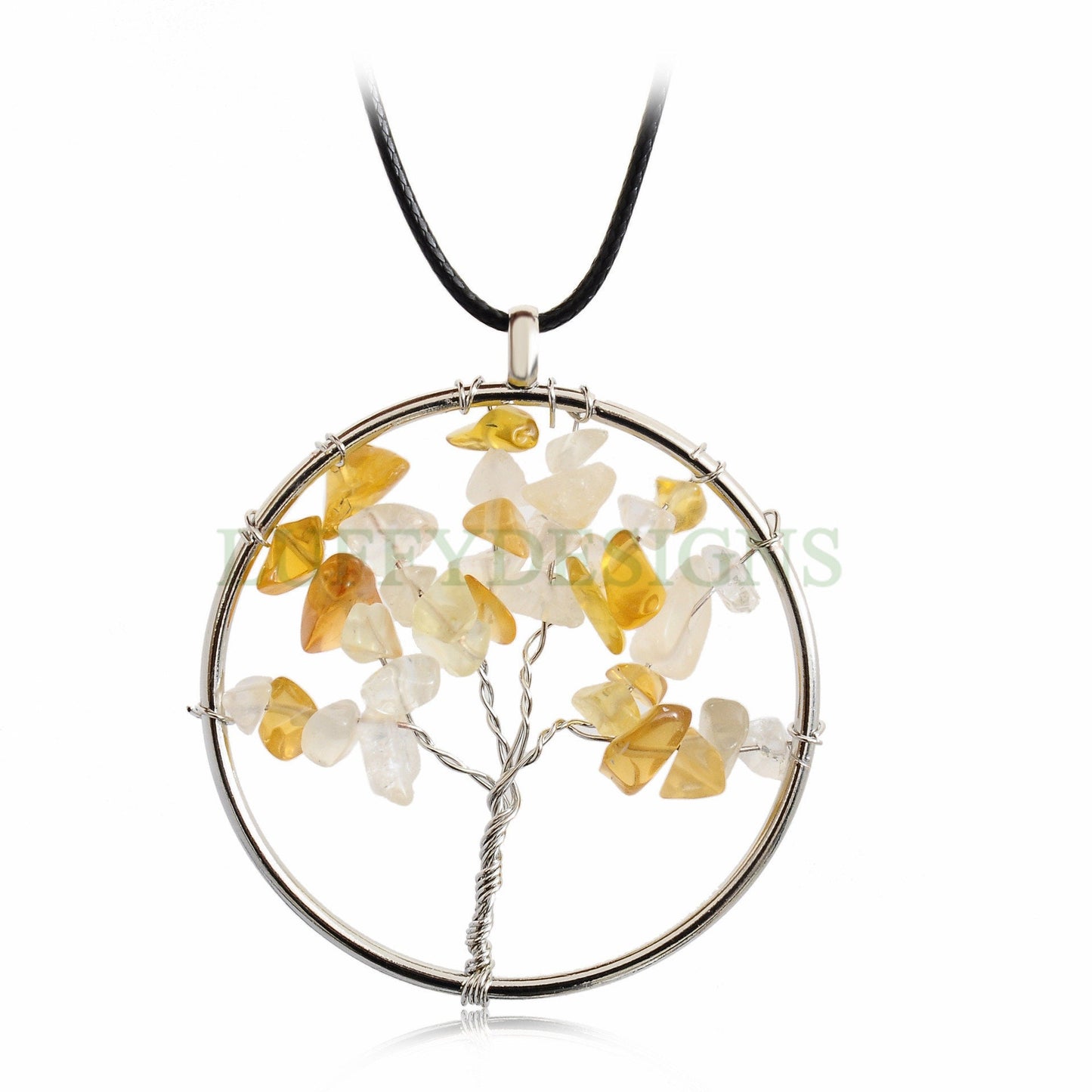 Rainbow Crystal Tree of Life, Natural Stones Chip Beads, Healing Stone Pendant, Wire Wrapped Pendant, Family Tree Jewelry, Gemstone Pendant