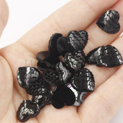 100pcs 12mm Heart Druzy Cabochon, Faux Drusy Cabochons, Mermaid Scale Cabochons, Fish Scale Druzy Cabochon,Resin Cabochon for Pendant Making