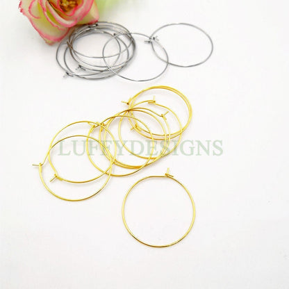 20pcs(10 Pairs) Gold Ear Hoop, Round Ear Hoop, Earring ear wire Findings, 18k Gold plated 316L Stainless Steel, Hypo Allergenic