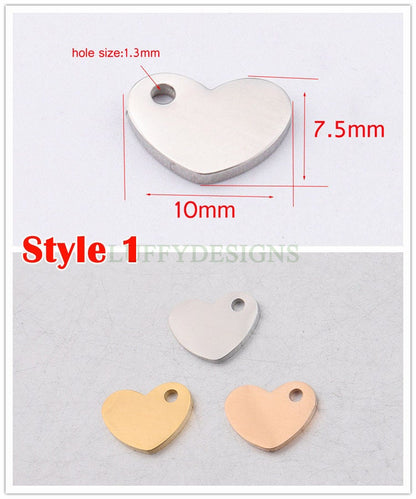 10pcs Heart Charms, Tiny Love Charm, Gold /Rose Gold Stainless Steel Heart, Mirror Polished Heart Pendant, Love Pendant, Necklace Findings