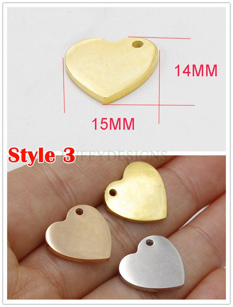 10pcs Heart Charms, Tiny Love Charm, Gold /Rose Gold Stainless Steel Heart, Mirror Polished Heart Pendant, Love Pendant, Necklace Findings