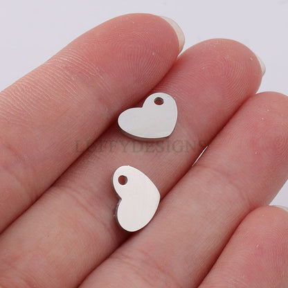 10pcs Heart Charms, Tiny Love Charm, Gold /Rose Gold Stainless Steel Heart, Mirror Polished Heart Pendant, Love Pendant, Necklace Findings