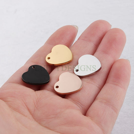 10pcs Heart Charms, Tiny Love Charm, Gold /Rose Gold Stainless Steel Heart, Mirror Polished Heart Pendant, Love Pendant, Necklace Findings
