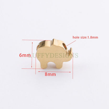 10pcs Elephant Charms 8x6mm, Gold /Rose Gold plated Stainless Steel, Metal Charms, Gold Elephant Beads, Cute Tiny Elephant Findings
