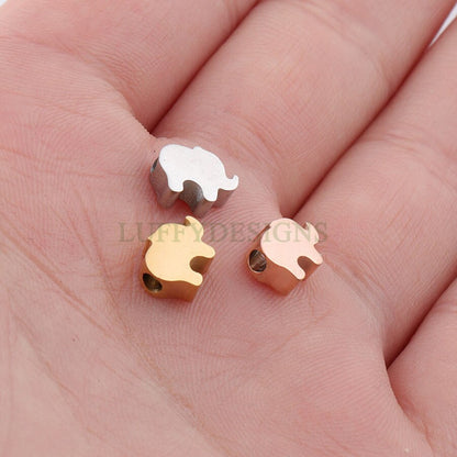 10pcs Elephant Charms 8x6mm, Gold /Rose Gold plated Stainless Steel, Metal Charms, Gold Elephant Beads, Cute Tiny Elephant Findings