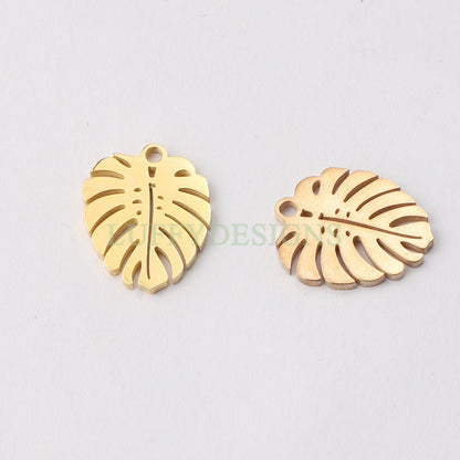 Steel Leaf Charm Pendant