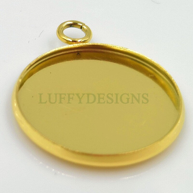 20pcs Stainless steel 18K Gold plating 10mm 18mm 20mm 25mm 30mm Settings Base, Bezel Blank Base Setting, Round Cabochon Pendant Base