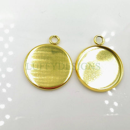 20pcs Stainless steel 18K Gold plating 10mm 18mm 20mm 25mm 30mm Settings Base, Bezel Blank Base Setting, Round Cabochon Pendant Base