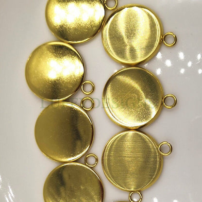 20pcs Stainless steel 18K Gold plating 10mm 18mm 20mm 25mm 30mm Settings Base, Bezel Blank Base Setting, Round Cabochon Pendant Base