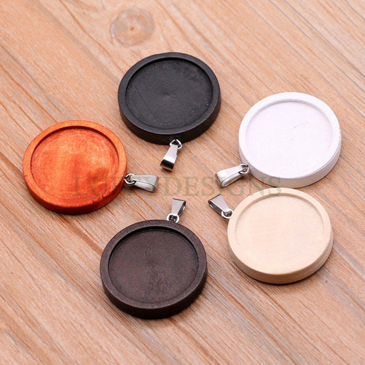 10pcs Wood Bezel Tray Settings, Wood Settings Base, Wood Bezel Blanks, Bezel Blank Base Setting, Round Cabochon Settings, Wood Glass Trays