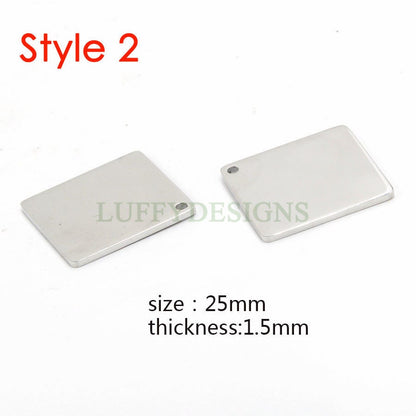 5pcs Gold Square Charm, Square Pendant, Stamping Square Blank, DIY Engraving Supplies, Mirror Polished,18K Gold plated 316L Stainless Steel